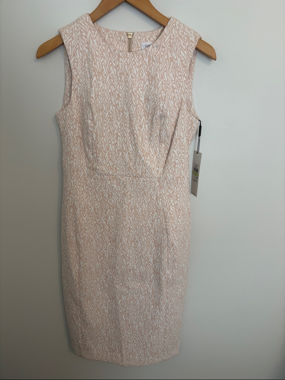 Calvin Klein Pale Pink Patterned Sleeveless Midi Dress